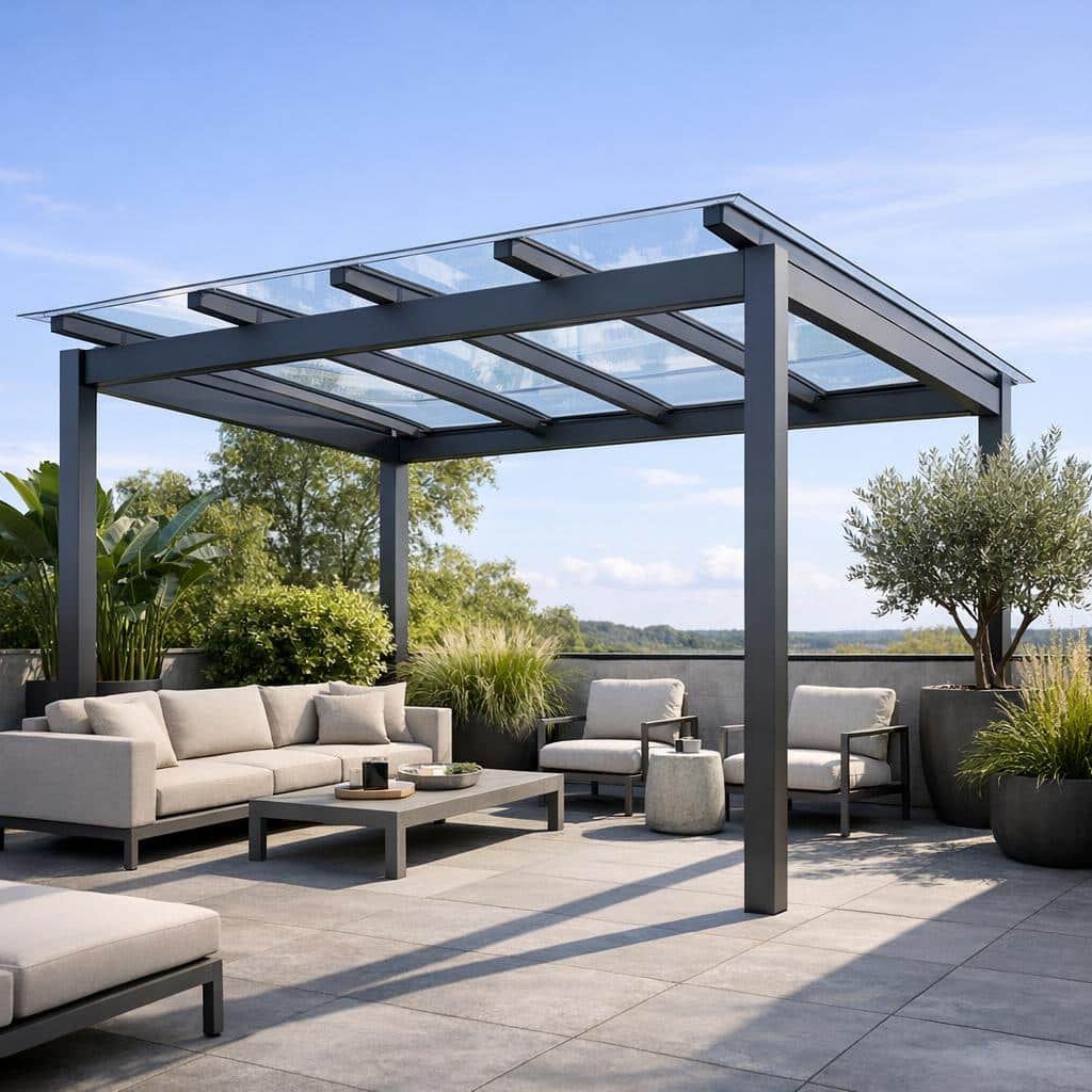 Die moderne Terrasse: langlebig, nachhaltig und wetterfest überdacht